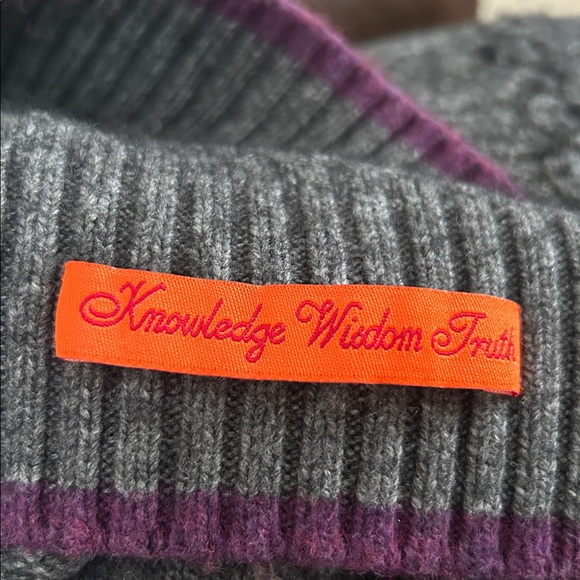 Classic Felted Heather Gray Sweater with Cable Detail - M - Picture 5 of 8